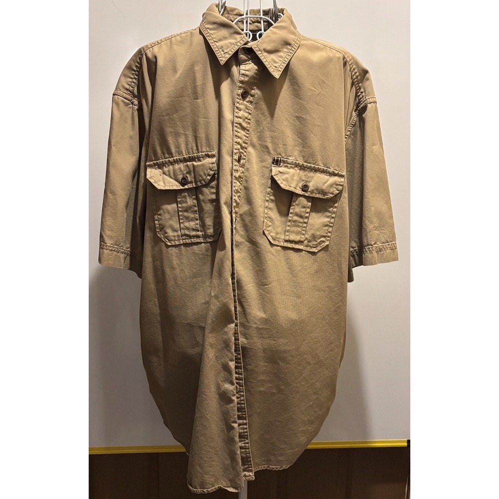 Eddie Bauer Beige Short Sleeve XL 48" X 32"